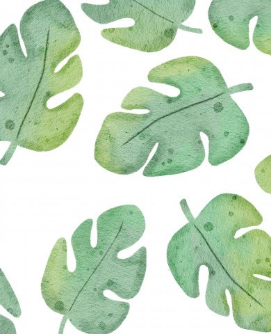 Rib Jersey Aquarell-Monstera-Blättern