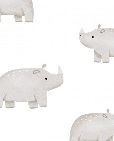 Waterproof fabric pattern of rhinos on a white background