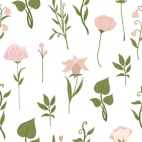 Waterdichte stof roze bloemen en bladeren