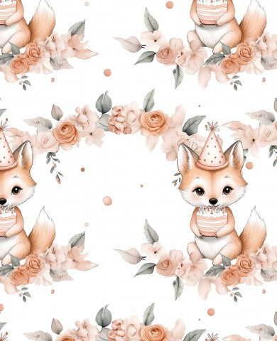 Maglia a coste con graziose volpi e fiori