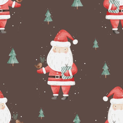 Satin Baumwolle Weihnachtsmann und Weihnachtsbäumen