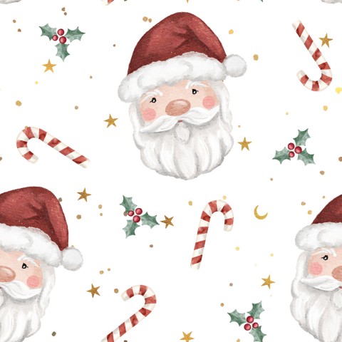 Jersey Weihnachtsmuster mit Weihnachtsmann und Zuckerstangen