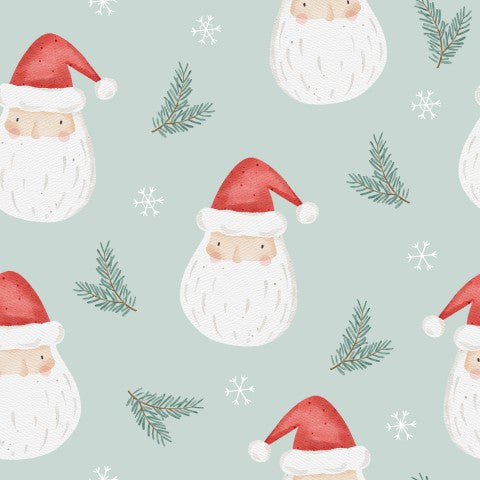 Panama Weihnachtsmuster mit Weihnachtsmann und Tannenzweigen