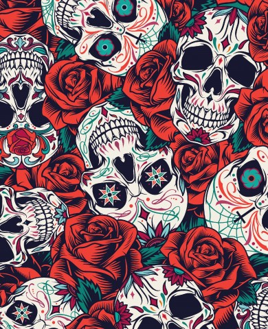 French Terry Skulls and Roses