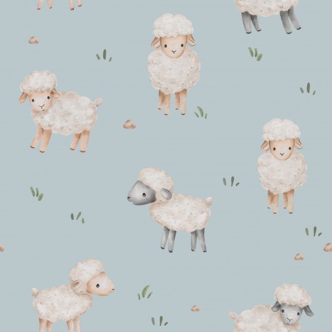 Muslin sheep on a blue background