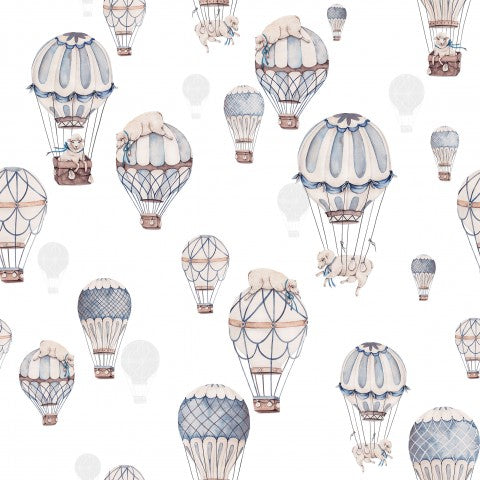 Musselin Heißluftballons in Blau und Weiß