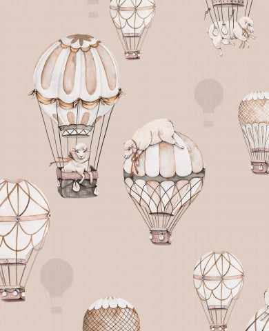 Nähere deine Träume mit Canvas Baumwolle in Beige - kombiniert mit Karamellballons auf Schaf-Fabric. Ideal für Patchwork-Projekte, Bags oder Accessoires.