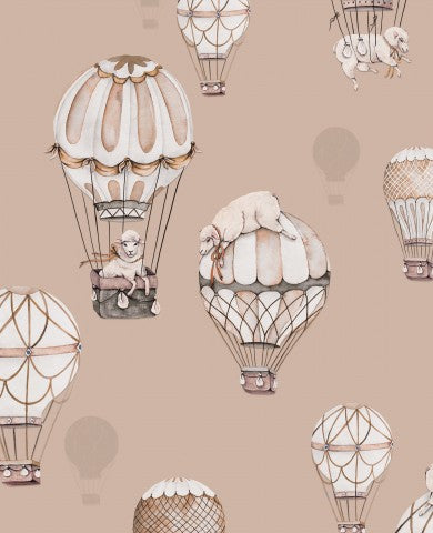 Karamell- Charm für deine Baumwollkreationen: Canvas-Stoff in Meterware zum Nähen, ideal für Schafsmuster mit Karamellballons. Entdecke den perfekten Stoff für