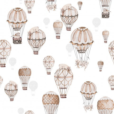 Muslin hot air balloons in watercolor
