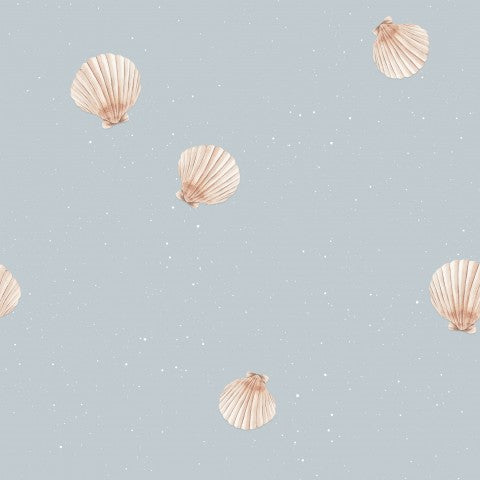 French Terry Muscheln auf blauem Hintergrund