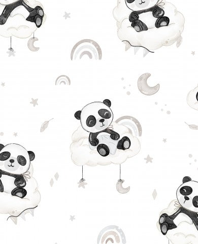 Waterproof fabric panda bears and clouds