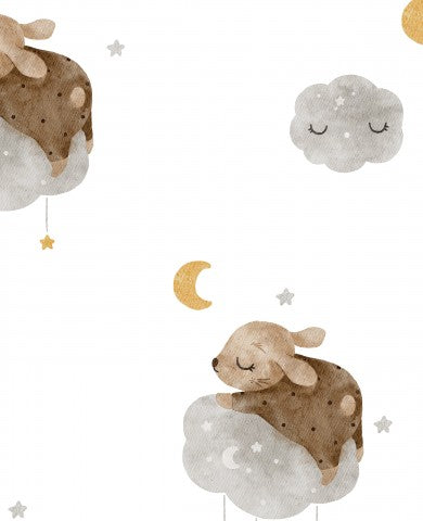 Jersey sheep sleeping on clouds