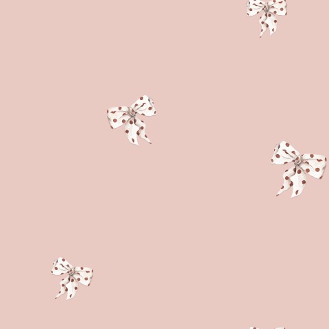 Rib Jersey a pink background with bows on it