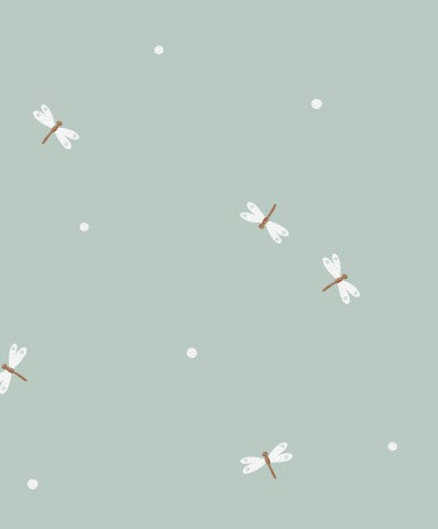 Muslin dragonflies on a green background