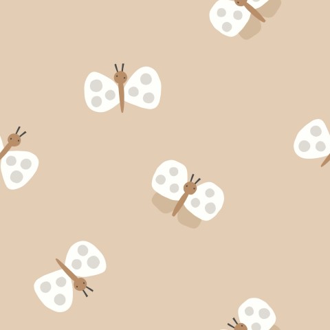 SoftShell white butterflies on light brown background