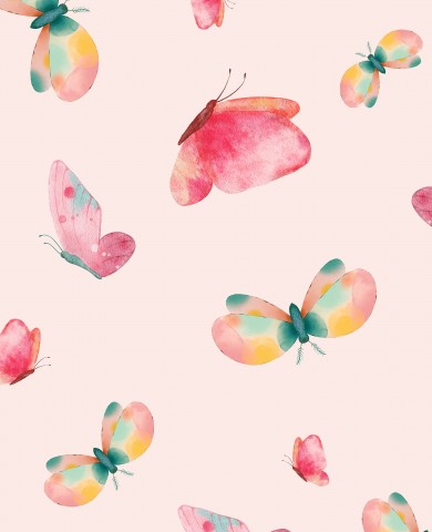 Rib Jersey Watercolor Butterflies