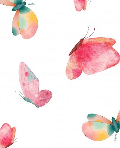 French Terry Watercolor Butterflies