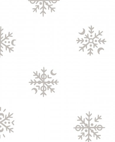 Mussola con motivo di fiocchi di neve su sfondo bianco
