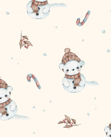 Pupazzo di neve in mussola e bastoncini di zucchero