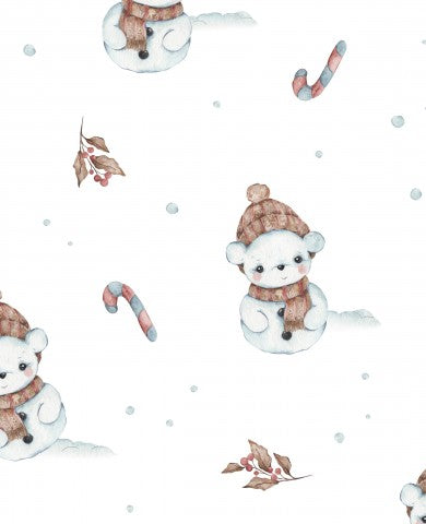 Panama Weihnachtsmuster mit Schneemann und Zuckerstange