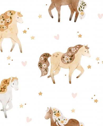 Muslin watercolor horses