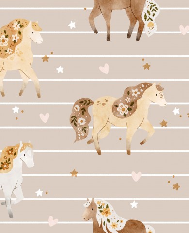 Waterproof fabric horses on a striped background
