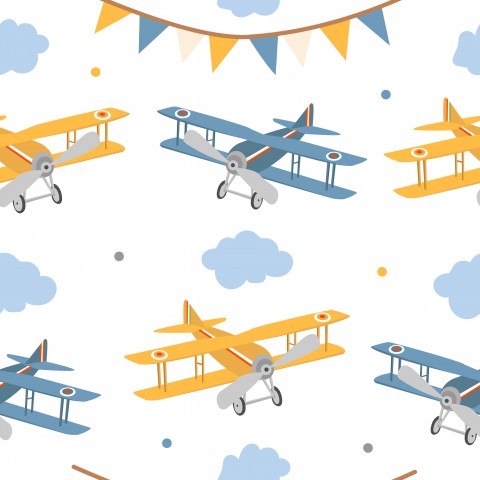 Entdecken Sie unsere schönsten Canvas-Stoffe in Baumwolle - ideal für Ihre eigenen Flugzeuge mit Wolken! Einfach und praktisch zum nähen, unsere Meterware-Stof