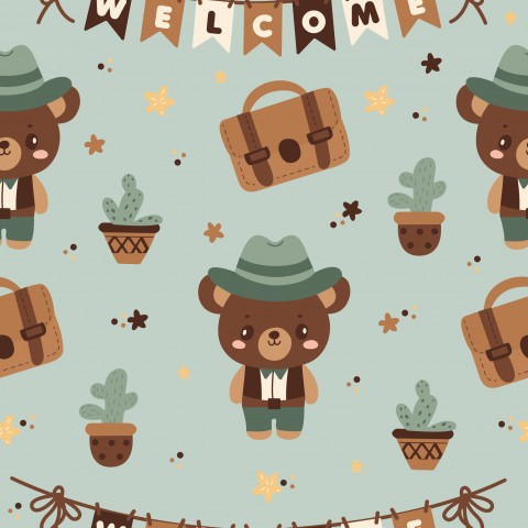 Panama süßen Teddybären und einem Willkommensschild