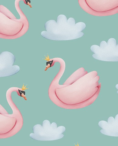 Jersey pink swans and clouds