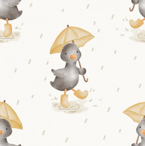 Rib Jersey Muster von Enten mit Regenschirmen