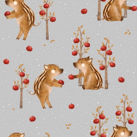 SoftShell Musters mit Schweinen und Äpfeln