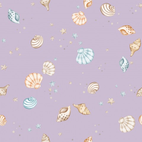 Jersey shells and stars on a purple background