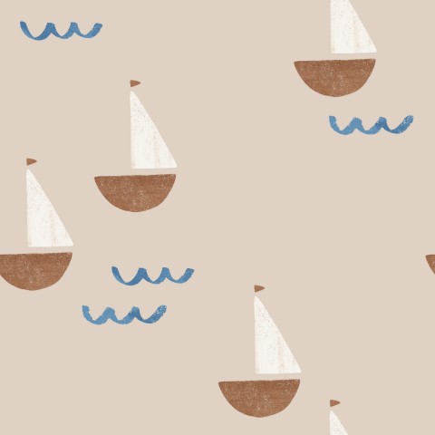 Jersey boats and waves on beige background