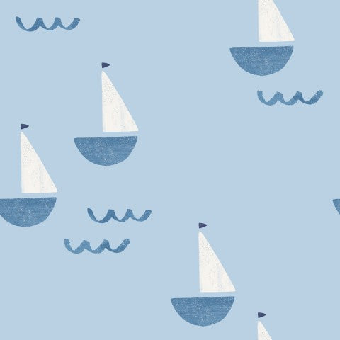Blå himmel på din segelbåt - Canvas i bomull för en oförglömlig upplevelse! Bomullstyg i blått, perfekt för din nästa seglats eller som dekorativt element.