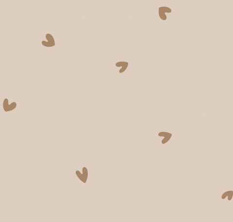 Waterproof fabric with a pattern of hearts on a beige background