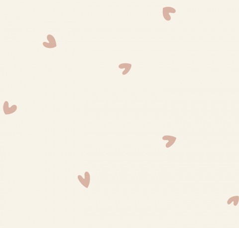 Muselina de fondo blanco con corazones rosas.