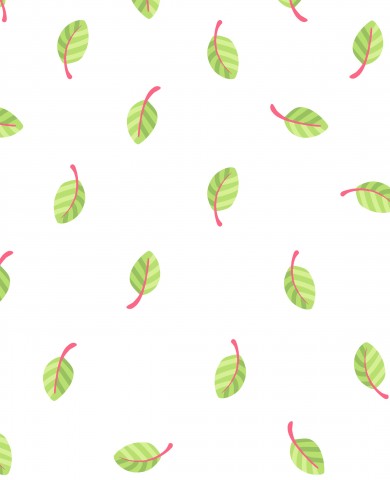 Einladende Spring Leaves auf weißem Hintergrund - Simple Vector-Design auf Baumwoll-Kanvas für Ihren nächsten Nähschritt. Ideal für Tischdecken, Handtaschen od