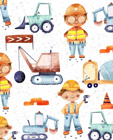 SoftShell construction workers and trucks