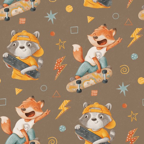 Panama einem Cartoon-Fuchs, der auf einem Skateboard fährt