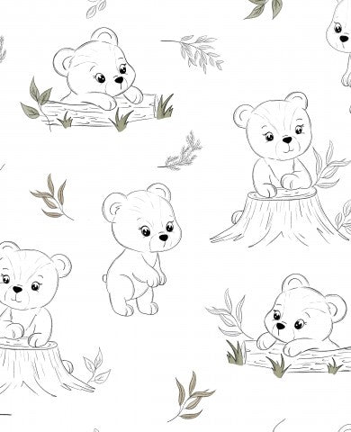 Panama cute bears and leaves