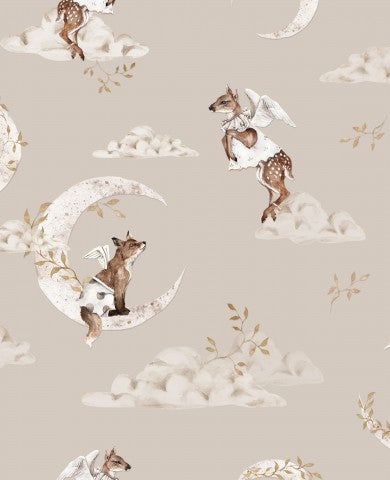 Cerf de Jersey volant sur la lune et les nuages