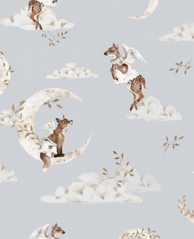 SoftShell deer flying on the moon and clouds