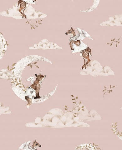 Panama deer flying on the moon and clouds