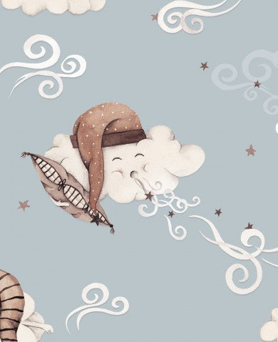 Natürliche Schönheit fürs Zimmer: Canvas Baumwolle Sleepy Clouds blau groß, ein traumhafter Stoff für deine Lieblingsmöbel, ideal für näherbeiten und umrahmt m