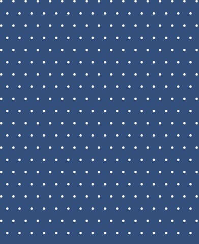 Satin cotton with a blue and white polka dot background