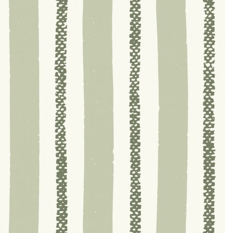 French Terry a green and white striped wallpaper