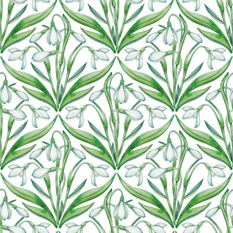 Waterproof fabric snowdrops on a white background