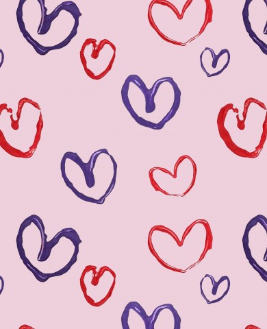 Jersey hand-drawn hearts on a pink background