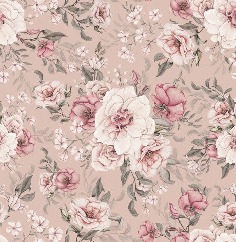 Rosa antico - Tela di cotone Fiori estivi: tessuto naturalmente semplice per i tuoi progetti di cucito, ideale per la moda estiva e le tendenze outdoor.