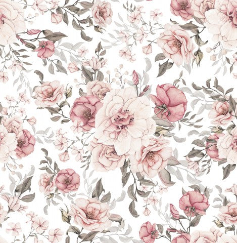 SoftShell Blumenmuster mit rosa Blumen auf weißem Hintergrund